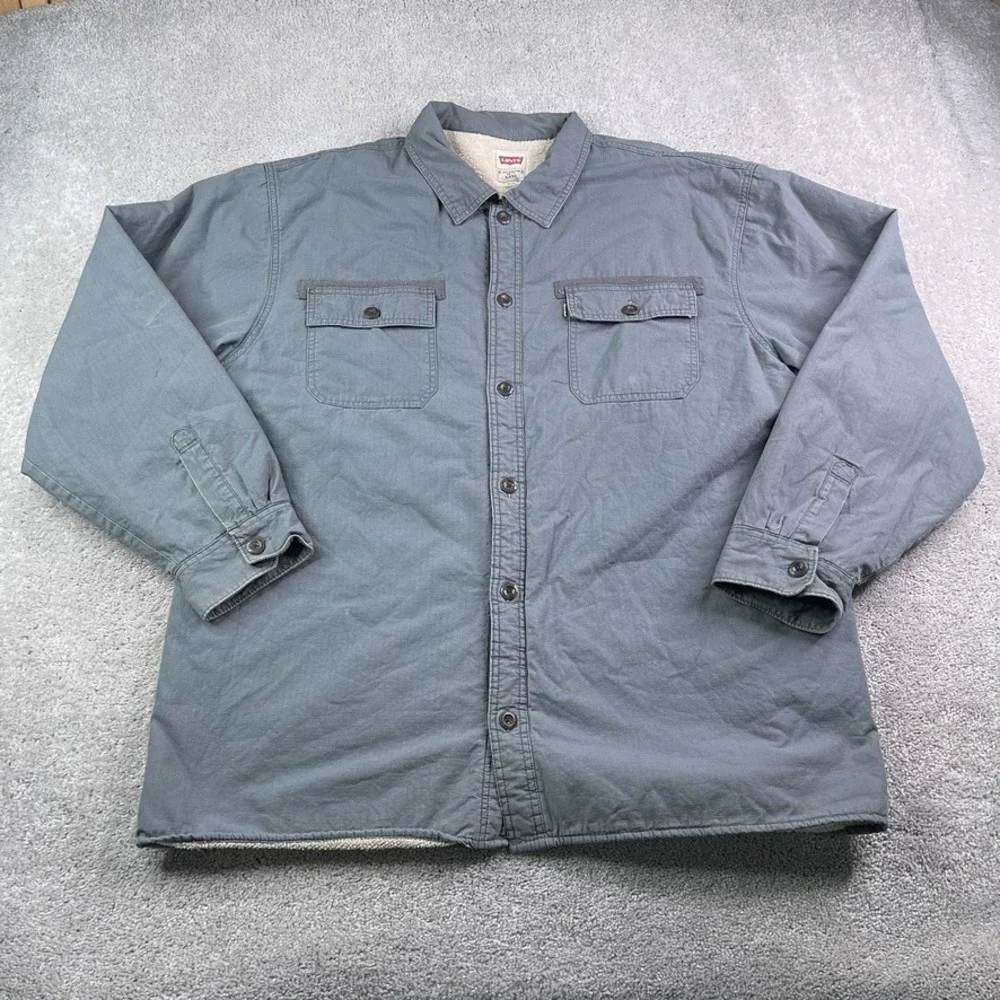 Levis Shirt Jacket Mens 3XL XXXL Grey Ripstop Canvas Fleece Lined Barn Shacket - Picture 4 of 14